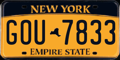 NY license plate GOU7833