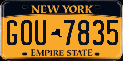NY license plate GOU7835