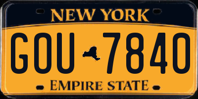 NY license plate GOU7840