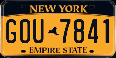 NY license plate GOU7841