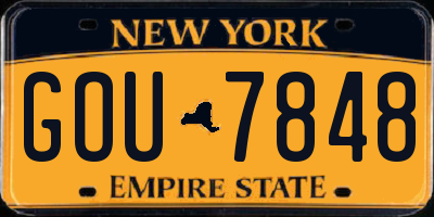 NY license plate GOU7848