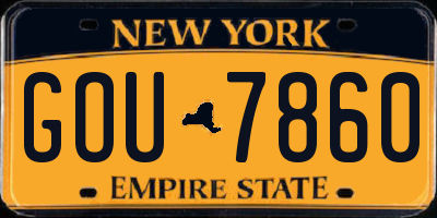 NY license plate GOU7860