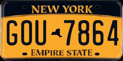 NY license plate GOU7864