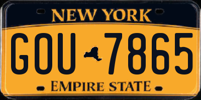 NY license plate GOU7865