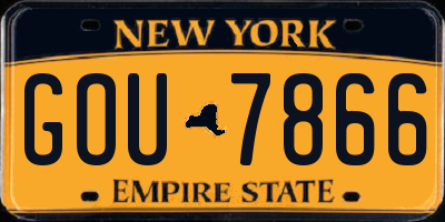 NY license plate GOU7866