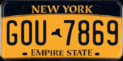 NY license plate GOU7869