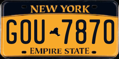 NY license plate GOU7870