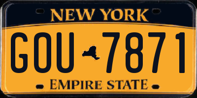NY license plate GOU7871
