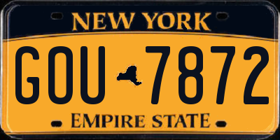 NY license plate GOU7872