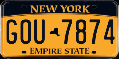 NY license plate GOU7874