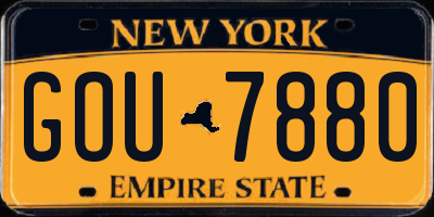 NY license plate GOU7880