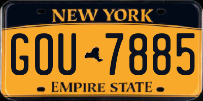 NY license plate GOU7885