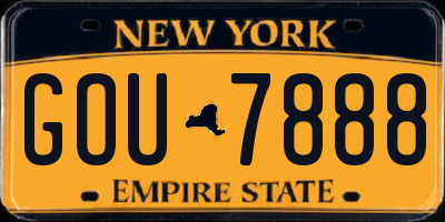 NY license plate GOU7888