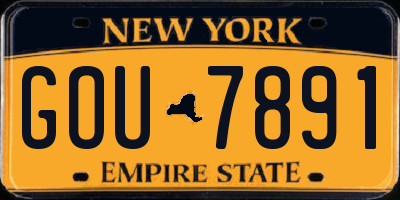 NY license plate GOU7891