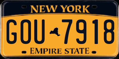 NY license plate GOU7918