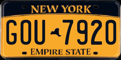 NY license plate GOU7920