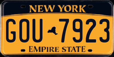 NY license plate GOU7923