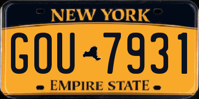 NY license plate GOU7931