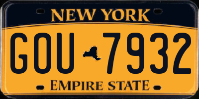 NY license plate GOU7932