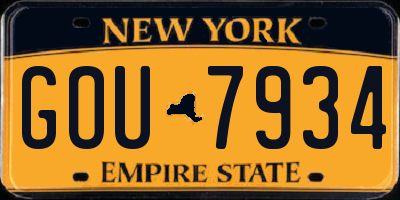 NY license plate GOU7934