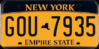 NY license plate GOU7935
