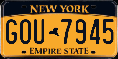 NY license plate GOU7945