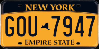 NY license plate GOU7947