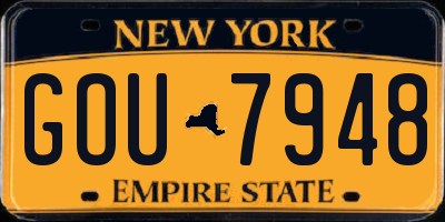 NY license plate GOU7948