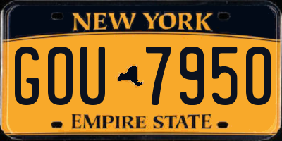 NY license plate GOU7950