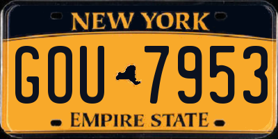 NY license plate GOU7953
