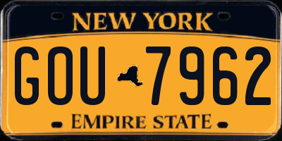 NY license plate GOU7962