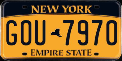 NY license plate GOU7970