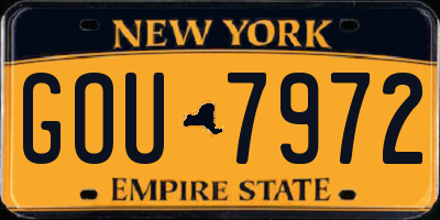 NY license plate GOU7972