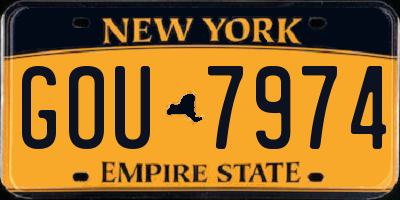 NY license plate GOU7974