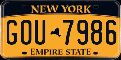 NY license plate GOU7986