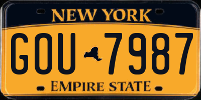 NY license plate GOU7987
