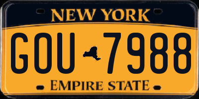 NY license plate GOU7988