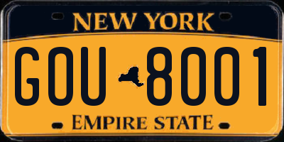 NY license plate GOU8001
