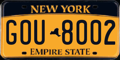 NY license plate GOU8002