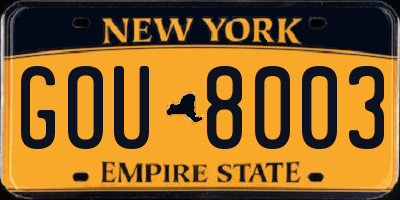 NY license plate GOU8003