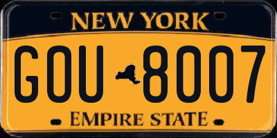 NY license plate GOU8007