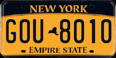 NY license plate GOU8010