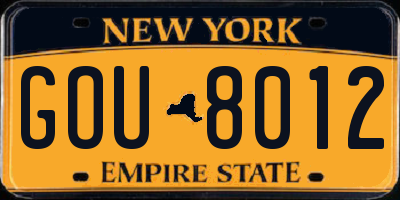 NY license plate GOU8012