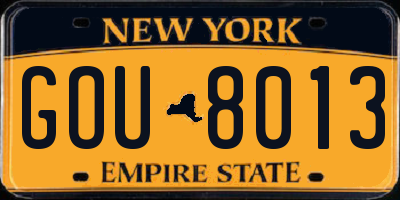 NY license plate GOU8013