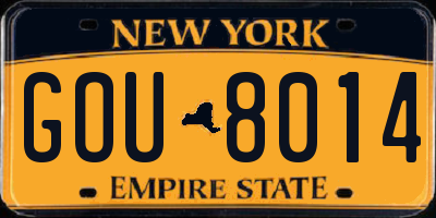 NY license plate GOU8014