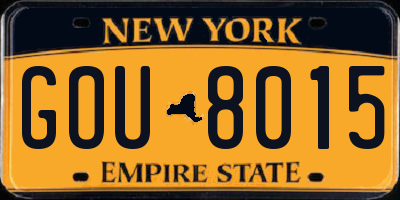 NY license plate GOU8015