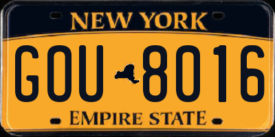 NY license plate GOU8016