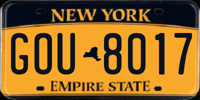NY license plate GOU8017
