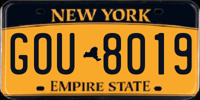 NY license plate GOU8019