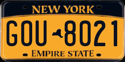 NY license plate GOU8021